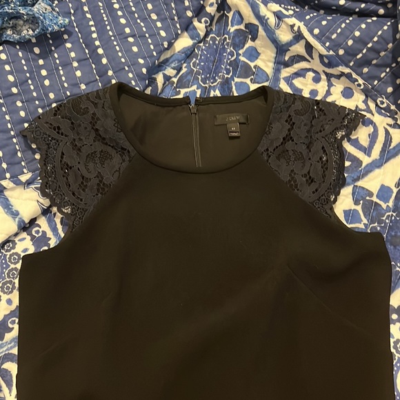 J Crew Black Edged Lace Cap Sleeve - Picture 5 of 6
